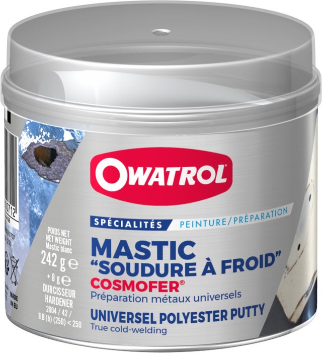 Mastic polyester universel blanc tous supports Owatrol COSMOFER® Boîte de 250 g