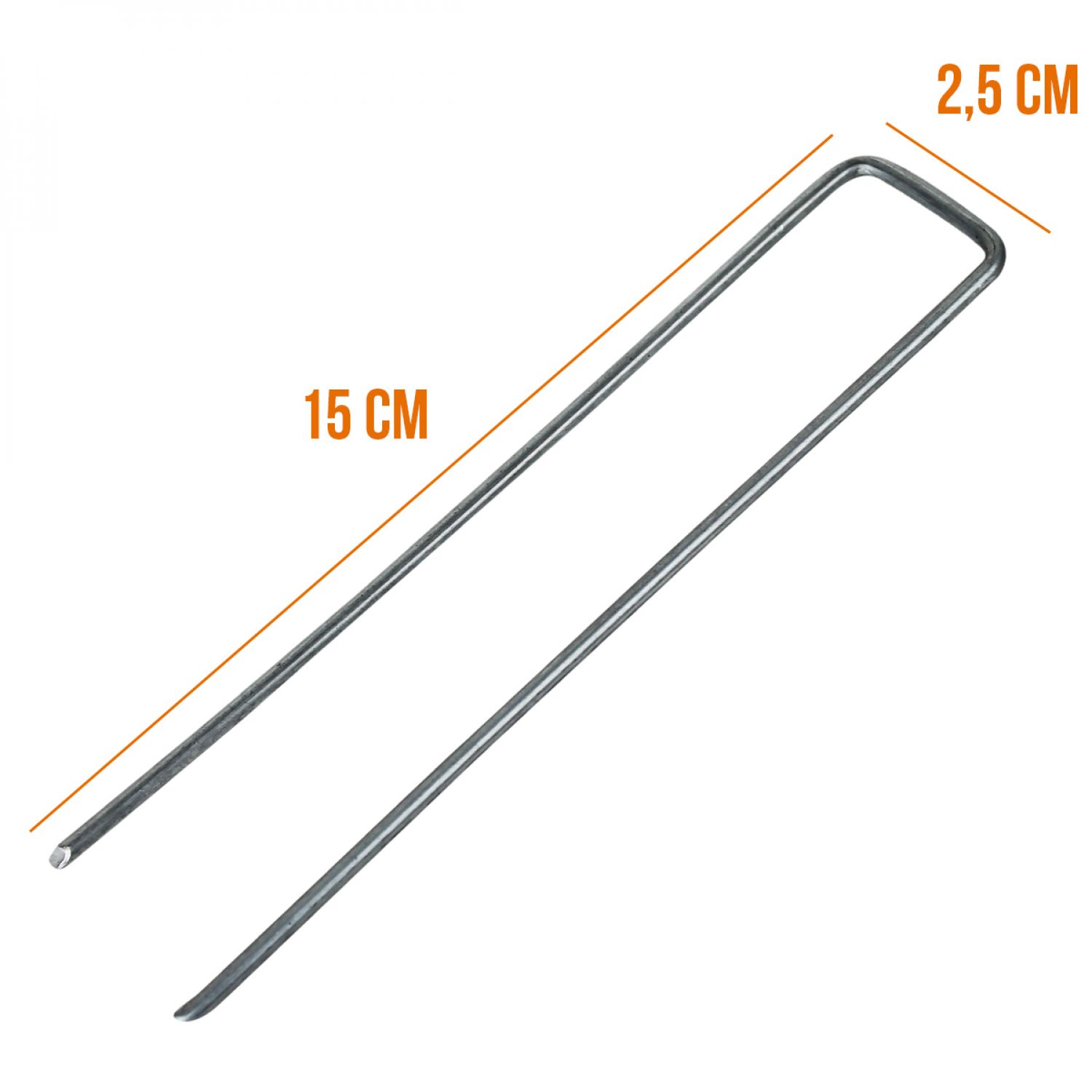 Lot De 100 Piquets De Fixation - 15 Cm X 2.5 Cm - Diam 2.8 Mm - Acier Galvanisé - Gris - Linxor - 2