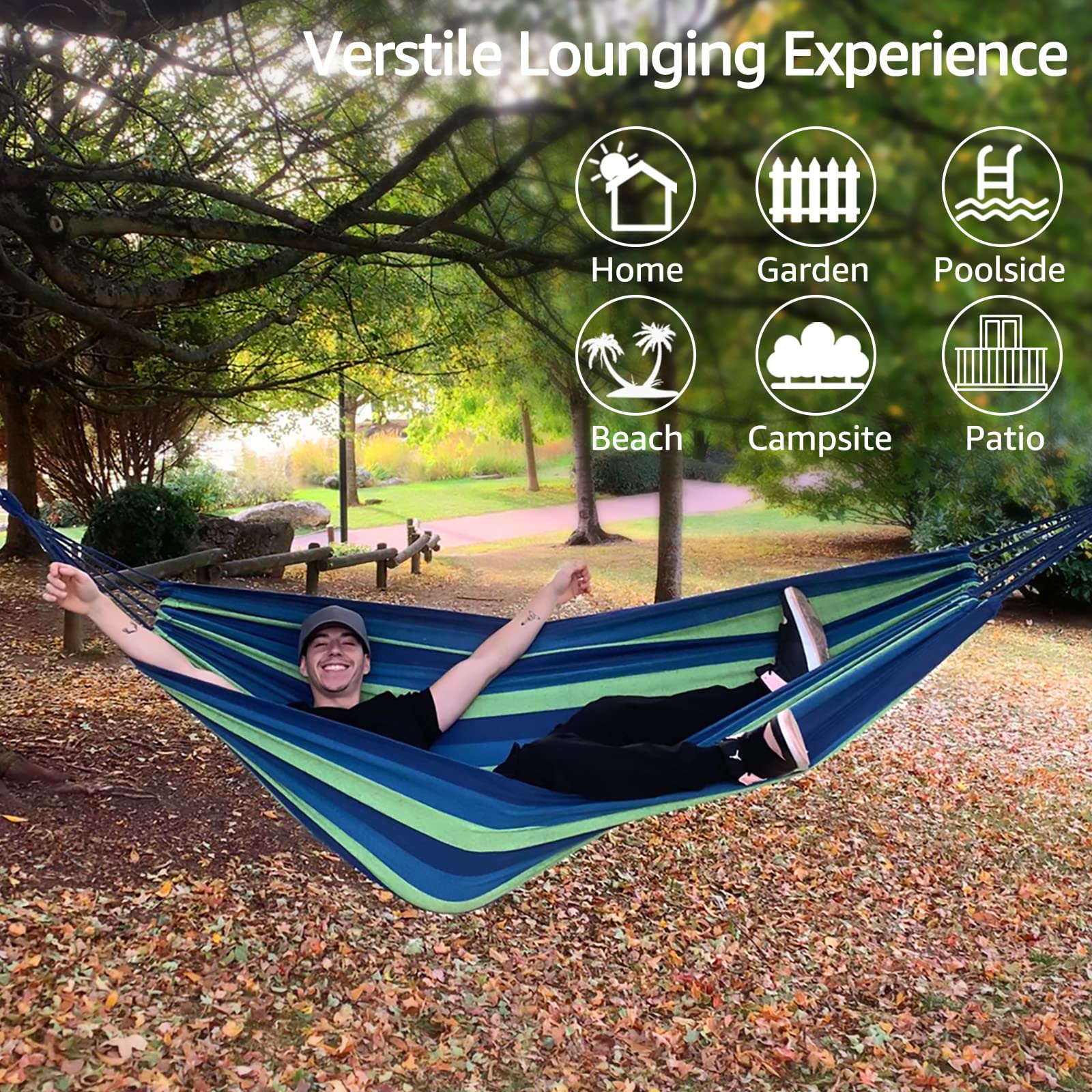 Camping en plein air voyage hamac toile hamac jardin unique hamac pesant 660 livres portable hamac adulte balançoire 250*150 cm - 4