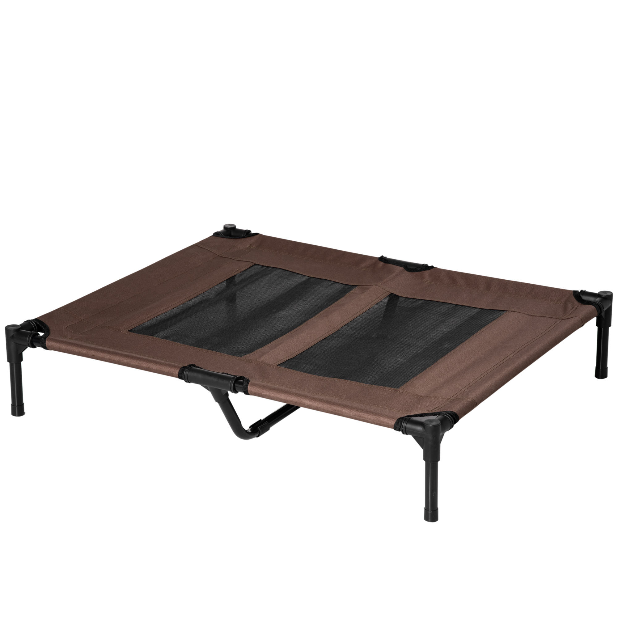 Cama perro elevada malla transpirable tela oxford interior exterior jardín 91.5x76.2x18cm marrón