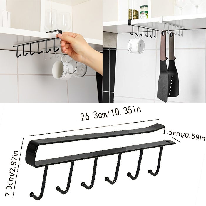 Portavasos para colgar debajo del armario con 4 tornillos, juego de 3 soportes para tazas, jarras, jarras de cerveza, utensilios de cocina, café negro | Leroy Merlin