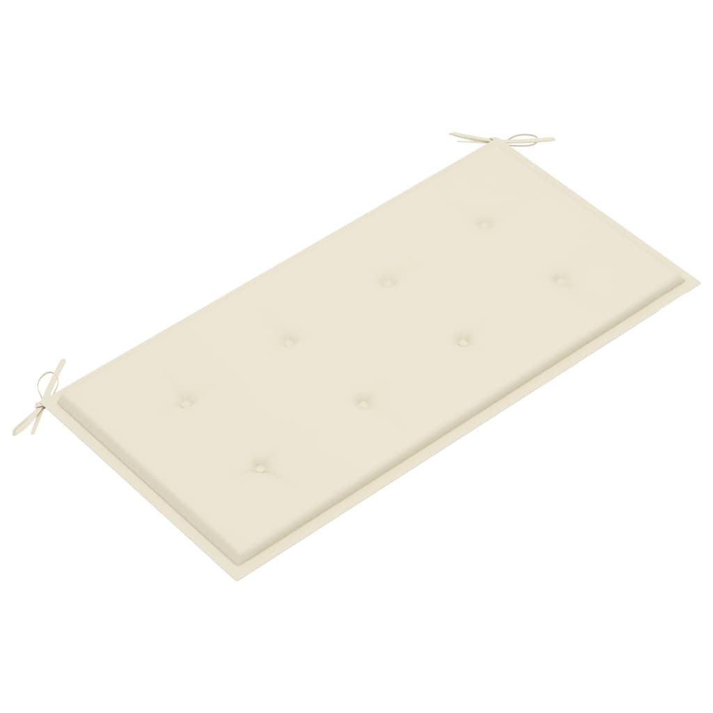 Banc de jardin avec coussin crème 112 cm Bois de teck massif - 2