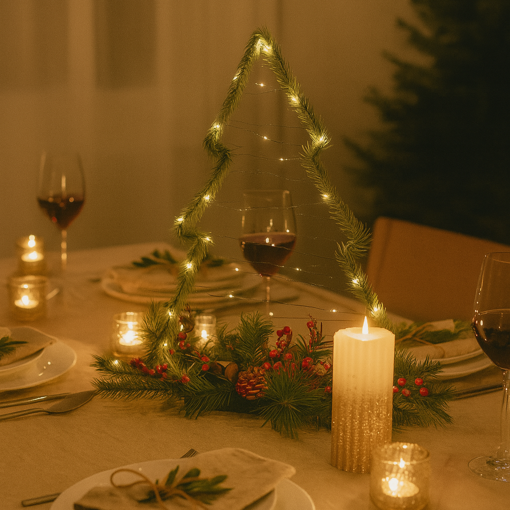 Alberello di Natale con bacche, pigne e luci led decorazione natalizia 50 cm - 3