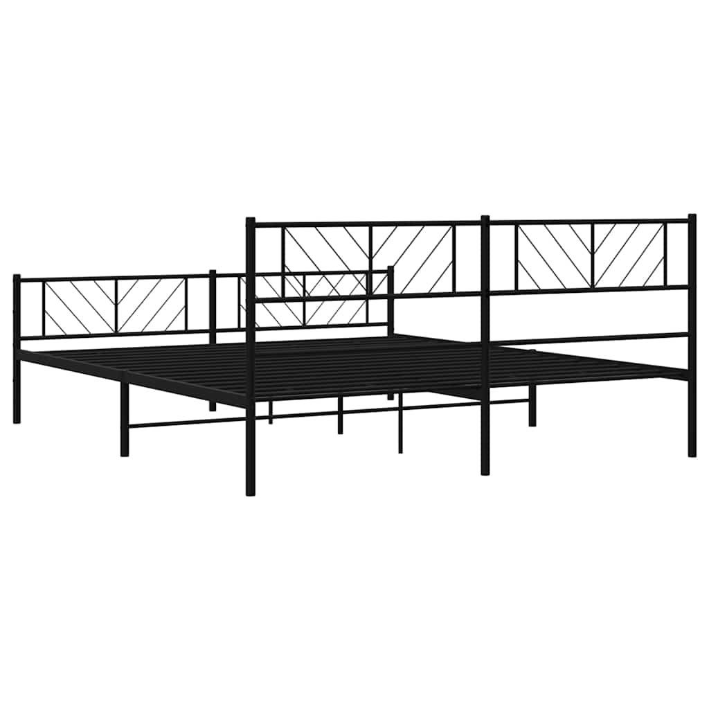 vidaXL Estructura de cama cabecero y estribo metal negro 193x203 cm - 8