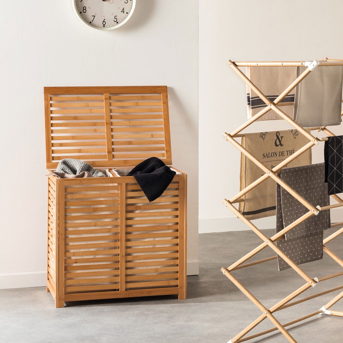 Panier à linge double 50l 