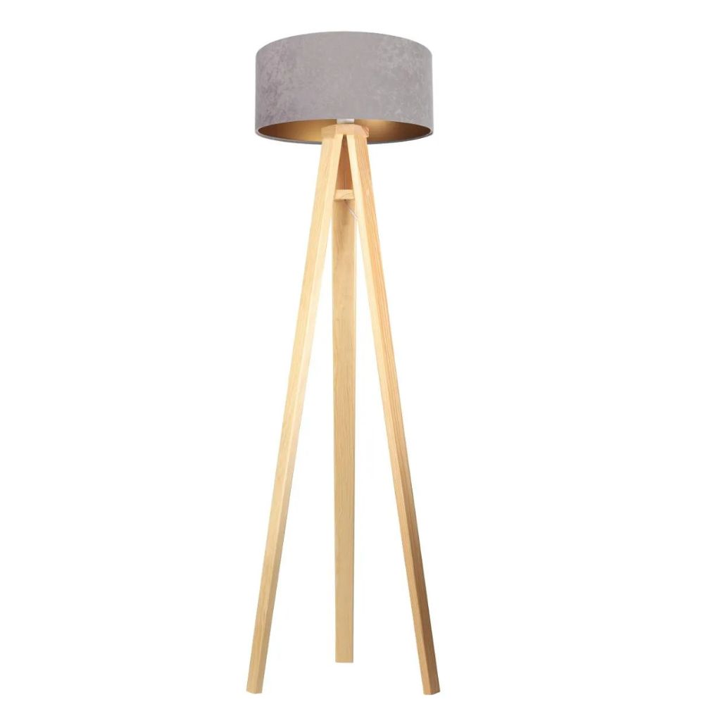 Lampa stojąca HOME 40 szara/złota/sosna