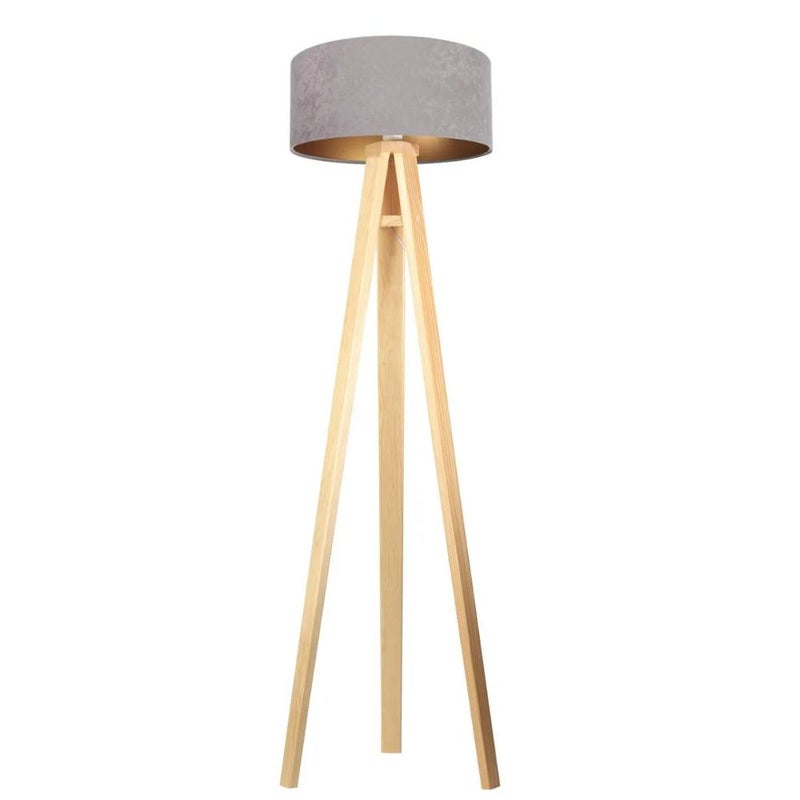 Lampa stojąca HOME 40 szara/złota/sosna