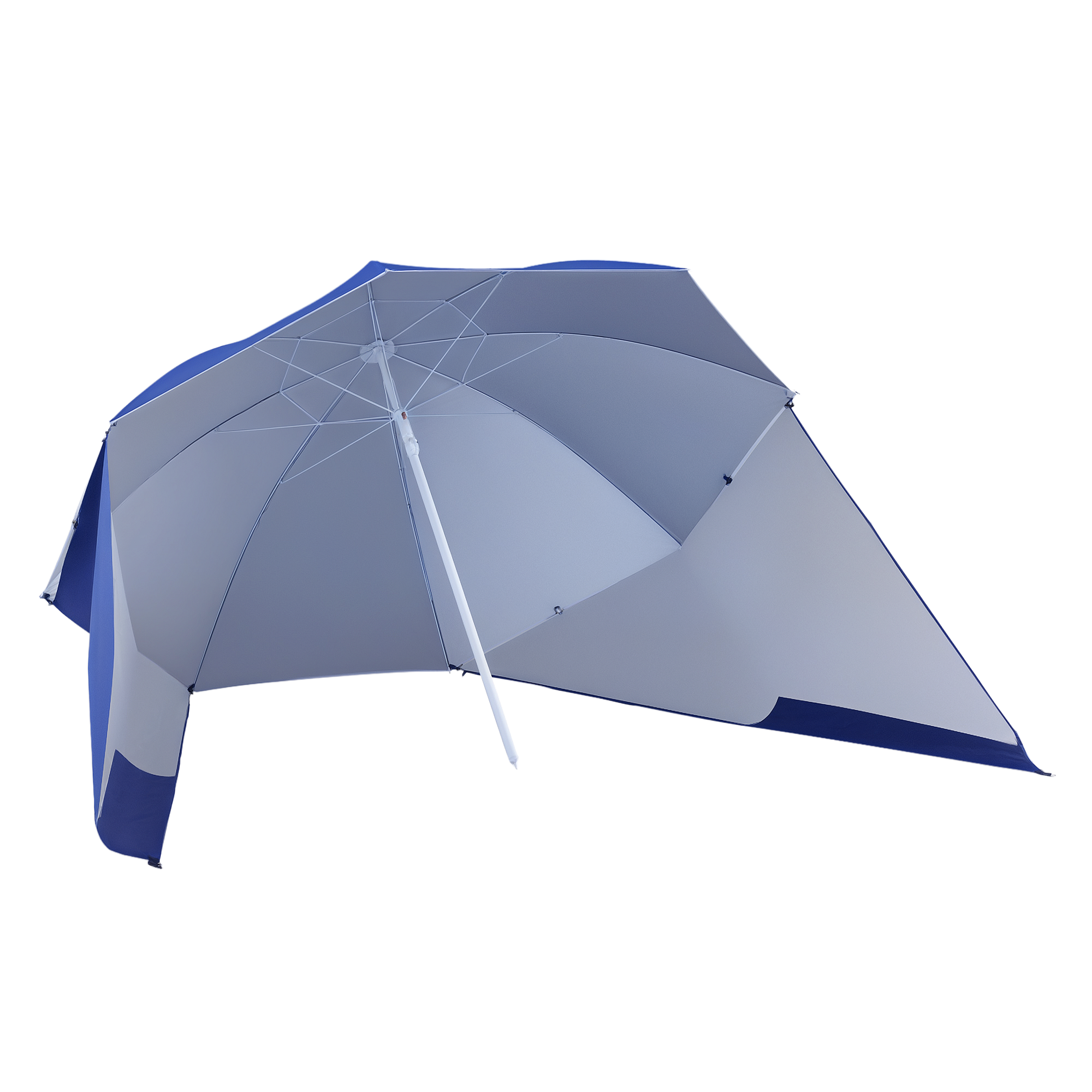 AKTIVE Parasol Plage 240 Cm Coupe-Vent Ultra Résistant - UV50+, Inclinable, Hauteur Réglable, Rayures Marines Bleu Blanc