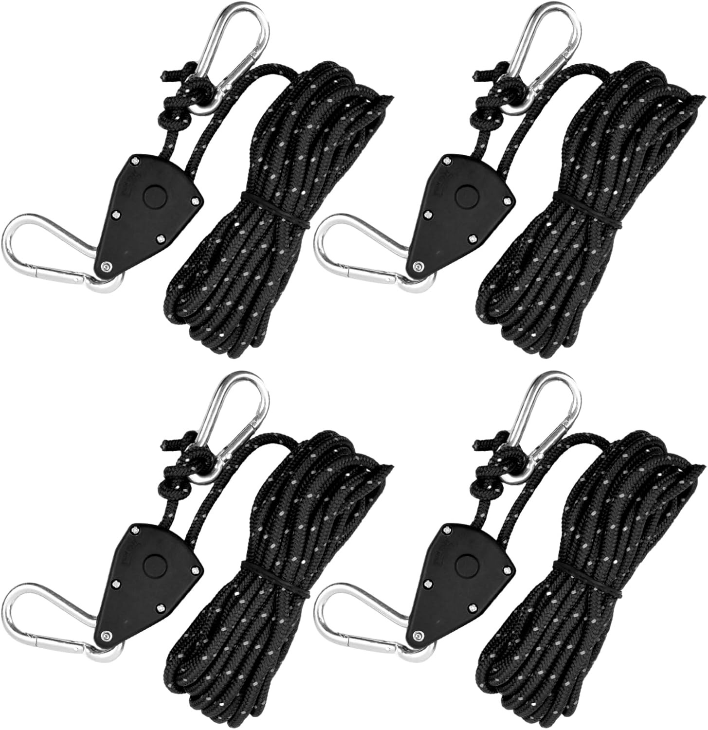Lot 4 Corde à Cliquet Réglables 4 M – Tendeur Réfléchissant – Nylon 65 Kg – Pour Tente Bâche Camping