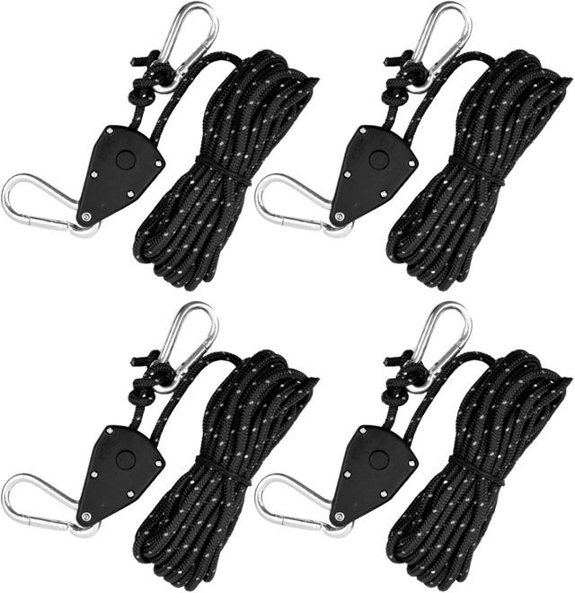 pezzi 4M corda a cricchetto regolabile, tenditore a cricchetto riflettente per lampade, piante, tende, escursionismo, nero
