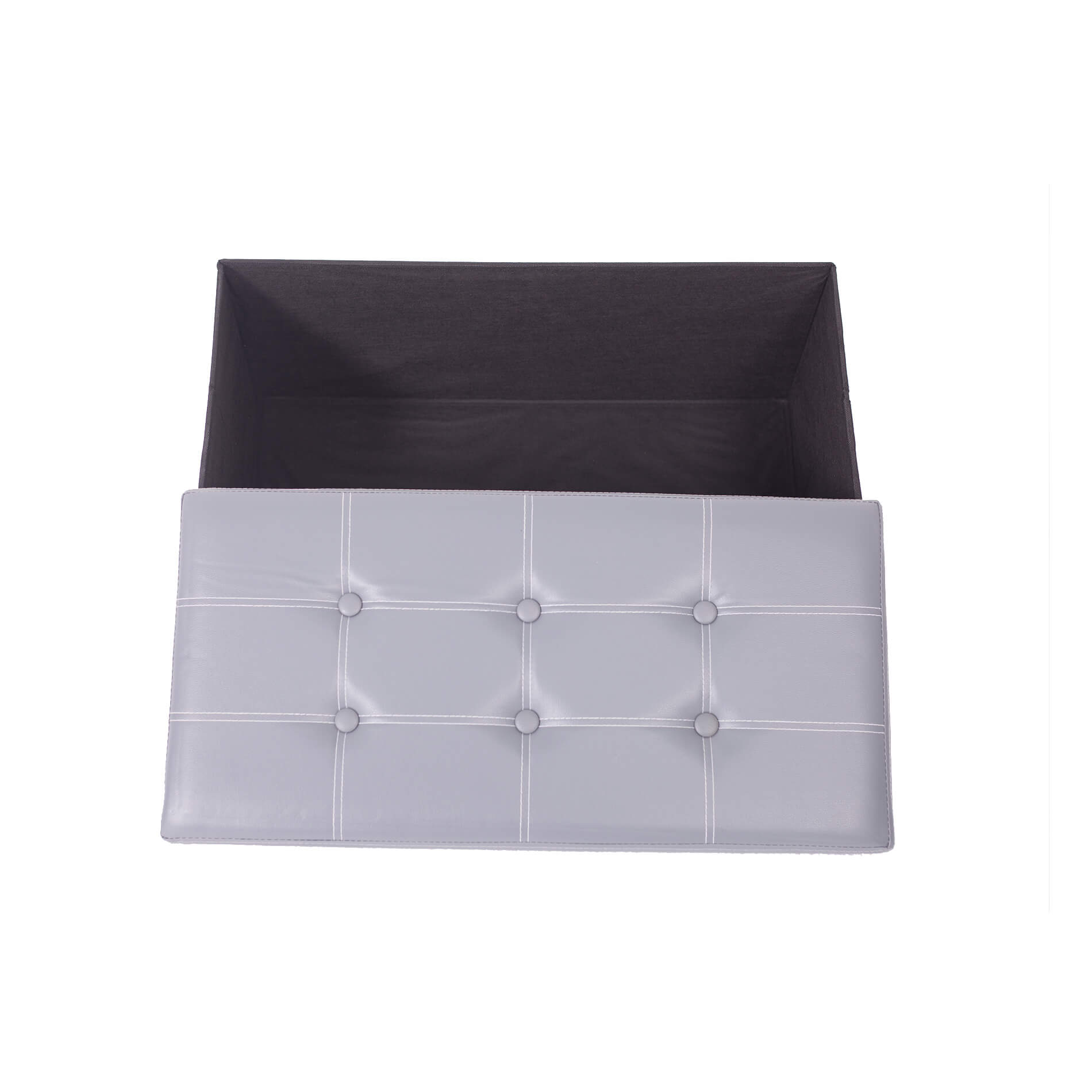 Pouf Coffre De Rangement Mobili Rebecca Banc Rectangle Gris Stokage 38x76x38 - 5