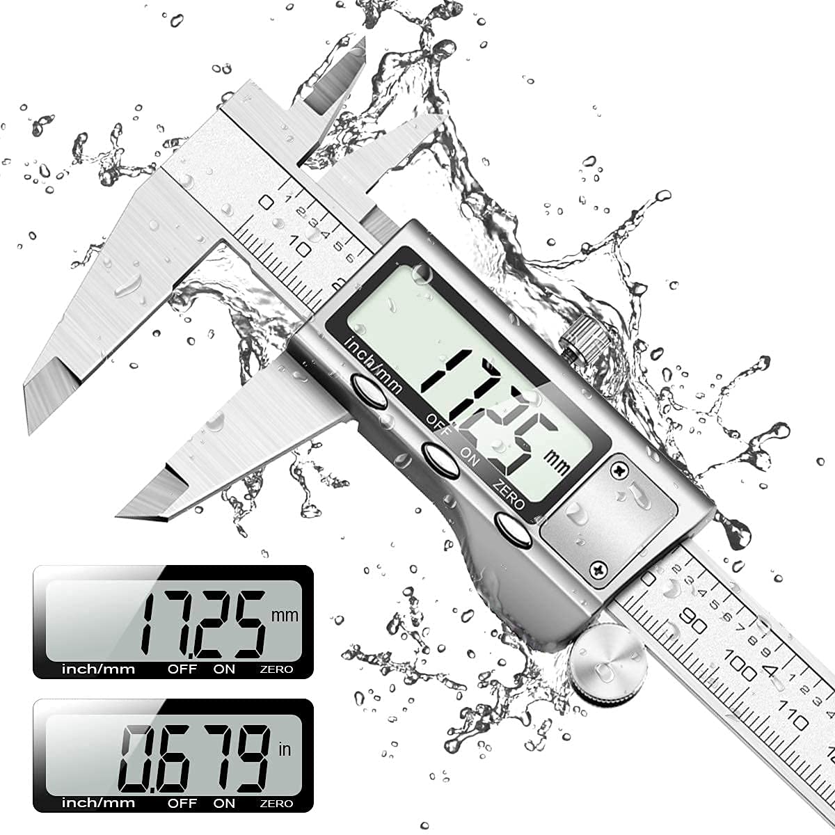 Suwmiarka, Suwmiarka Cyfrowa 150mm Stal Nierdzewna Duży Ekran LCD Regulowana Precyzja 0.01mm, konwersja mm/cal