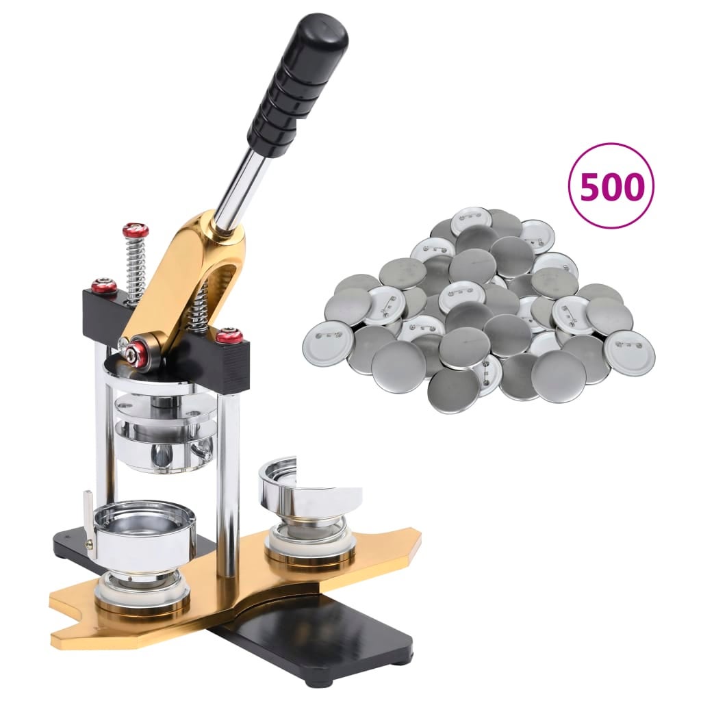 Vidaxl Máquina De Hacer Insignias Con 500 Piezas De Chapas 37 Mm Dorado/Negro , Leroy Merlin