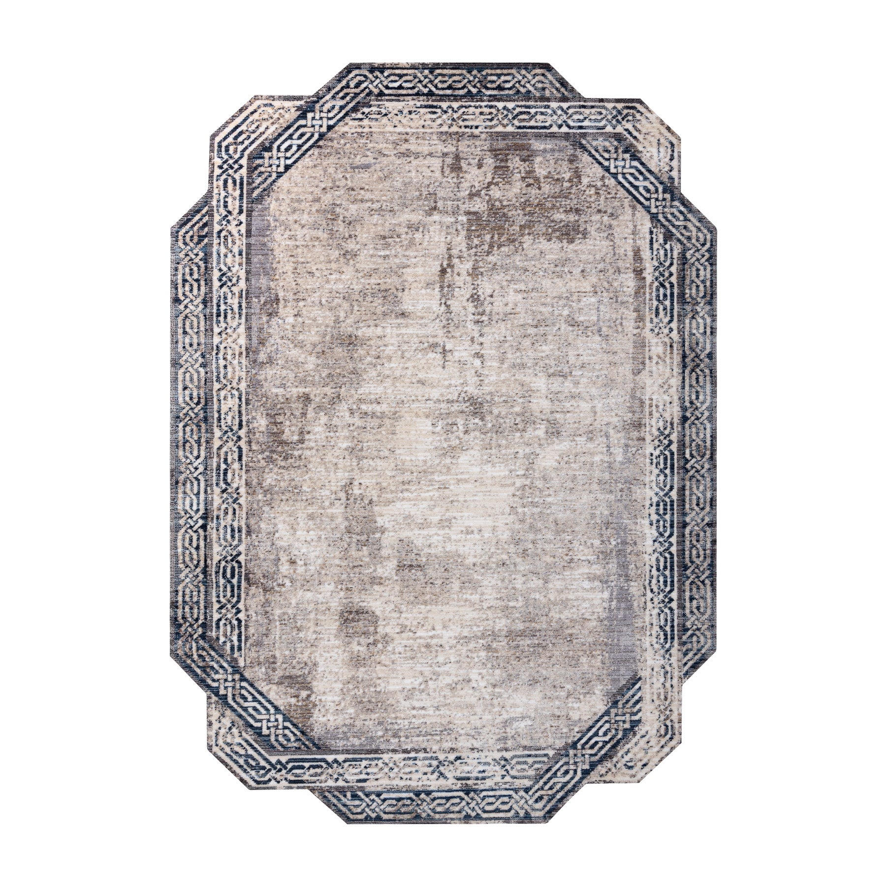 Dywan TINE 75425A Ramka, vintage - nowoczesny, nieregularny kształt szary / granat 195x290 cm
