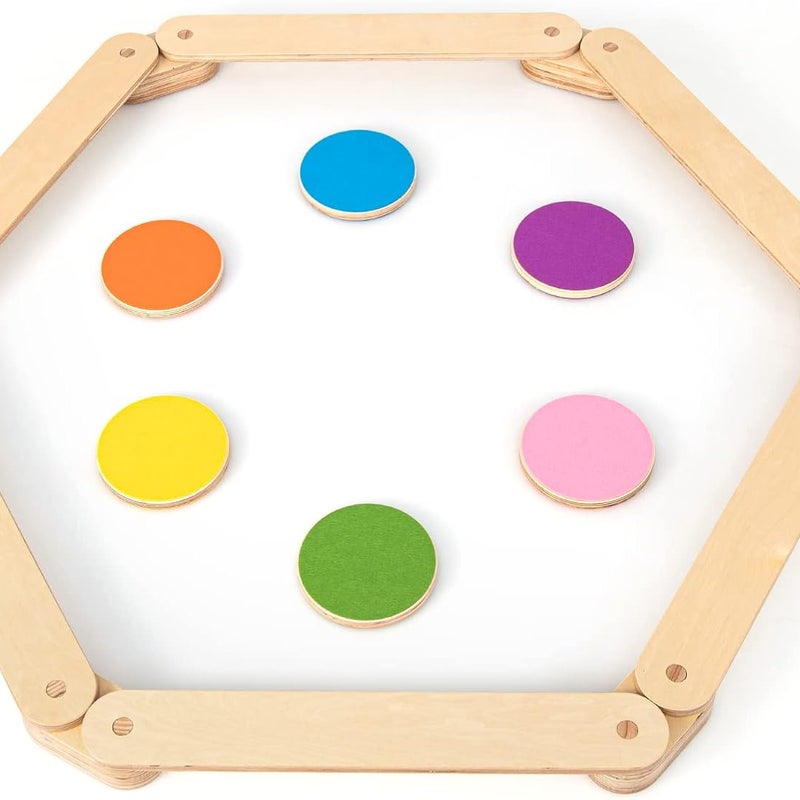 Belka Równoważnia dla Dzieci, 12 Sztuk, Tor Przeszkód z Kamieniem do Chodzenia, Drewniane Zabawki do Użytku w Domu, Nośność 40 kg, Wielokolorowe