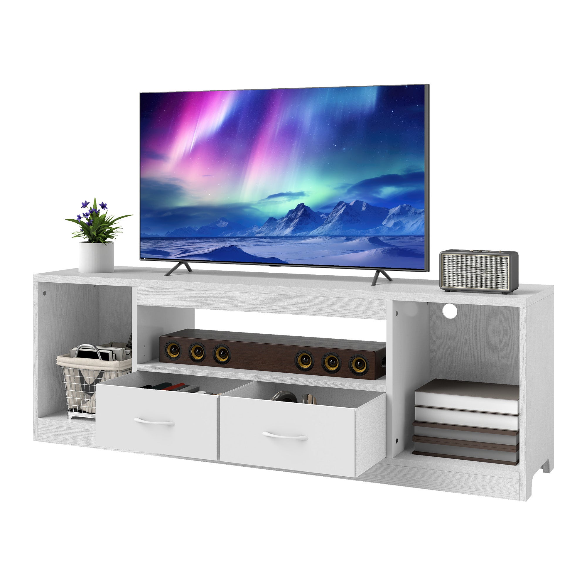 BALCONERA Mueble TV Mueble para TV de hasta 65 Pulgadas 148 cm con 2 ...