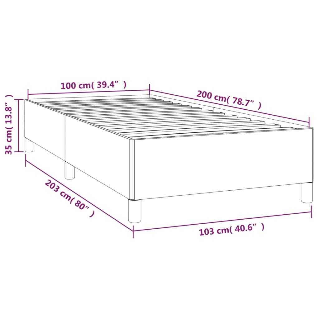 Cadre de lit sans matelas noir 100 x 200 cm en velours - 9