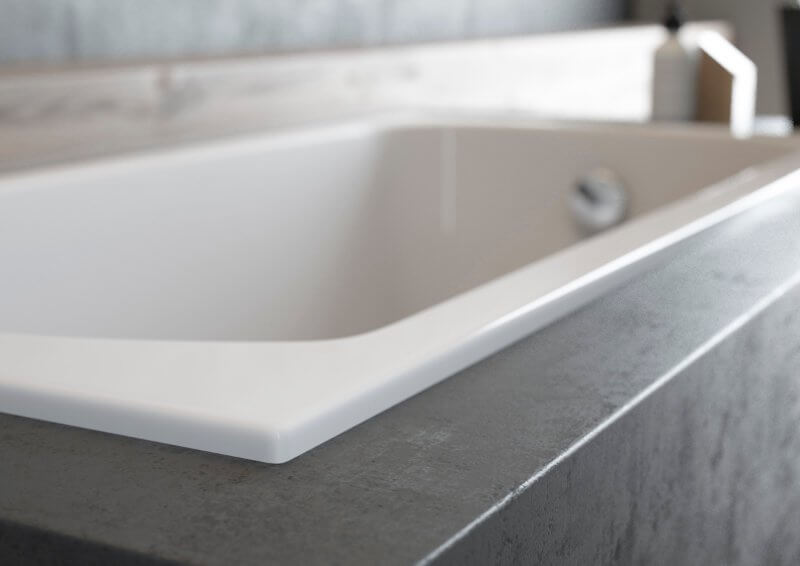 Baignoire rectangulaire 170x75 QUADRO SLIM acrylique blanc, sans Habillage + Pieds + Vidage à chromé - 3