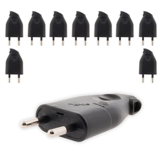 Lot de 10 fiches mâles 2P 6A latérales - Noir - Zenitech