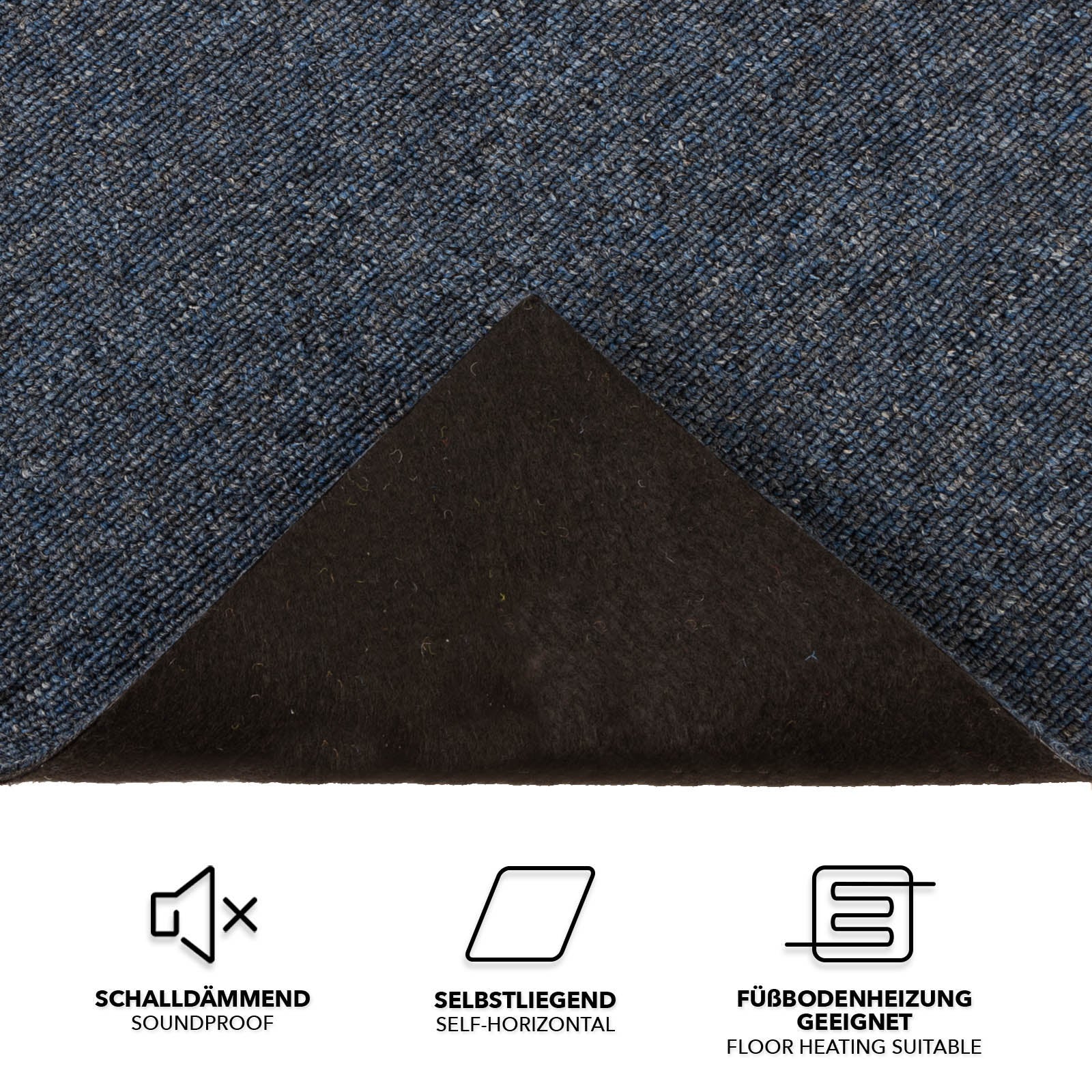 Dalles de moquette autoportantes Moscou, Bleu 50 x 50 cm - 4