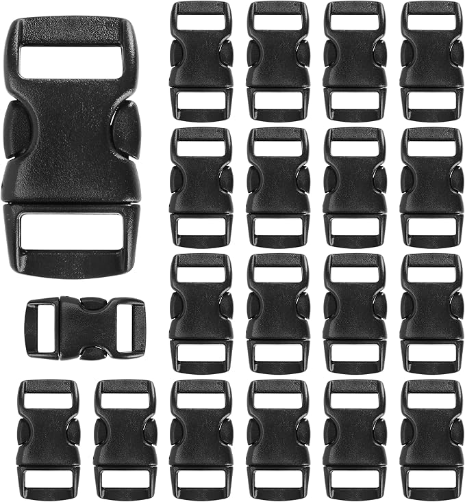 C té en Plastique Dur Noir Boucle à déclenchement Rapide 5 pcs pour 2cm Large Sangle Ceinture