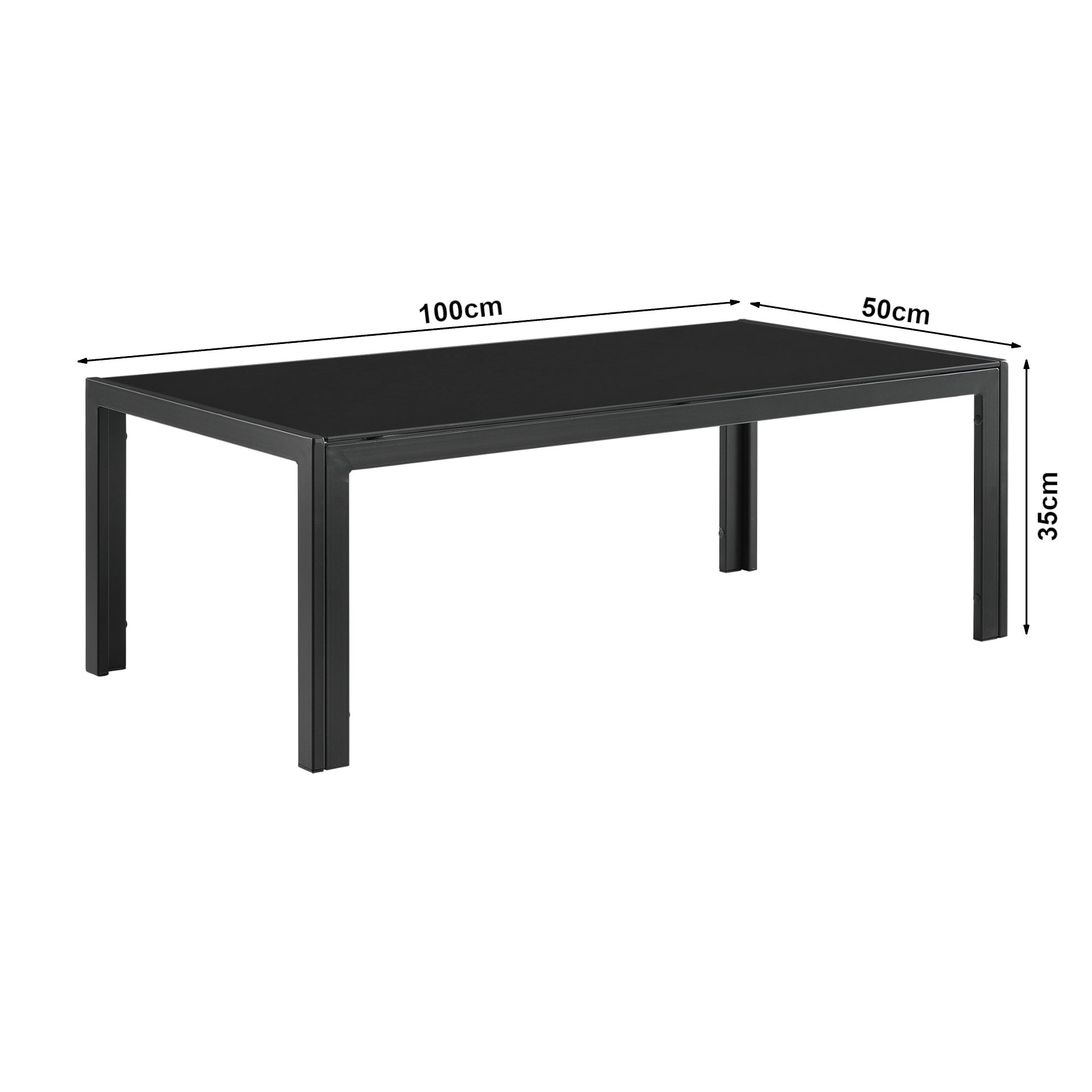 [casa.pro] Table Basse Extérieure En Verre 100 X 50 X 35 Cm Noir - 2