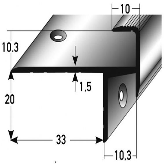 Profilé Nez De Marche Aluminium - 20x20x1000 Mm - Antidérapant Et Résistant - Pour Escaliers Intérieurs