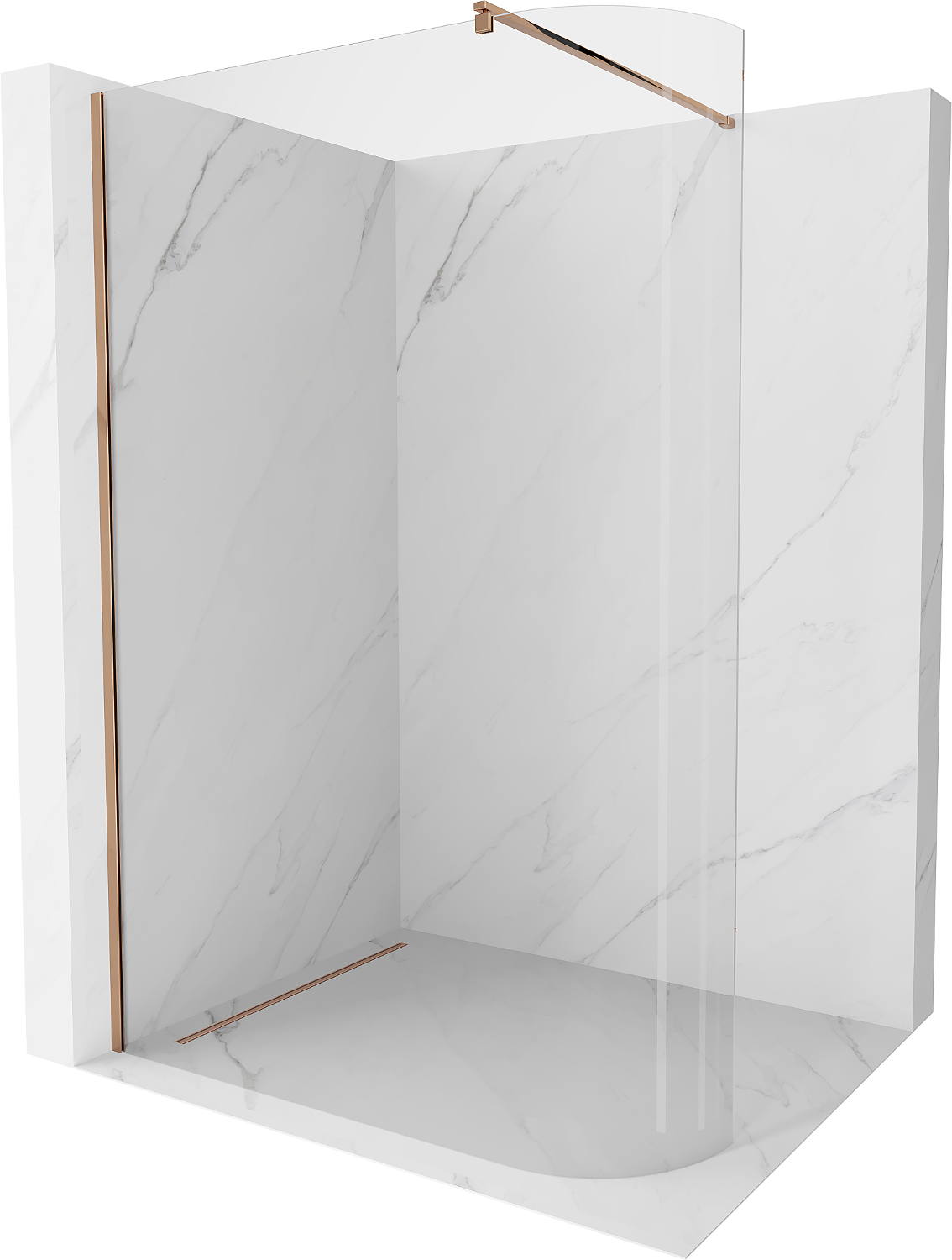 Mexen Kioto-R ścianka prysznicowa zaokrąglona Walk-in 120 x 200 cm, transparent 8 mm, różowe złoto - 800-120-101-60-06