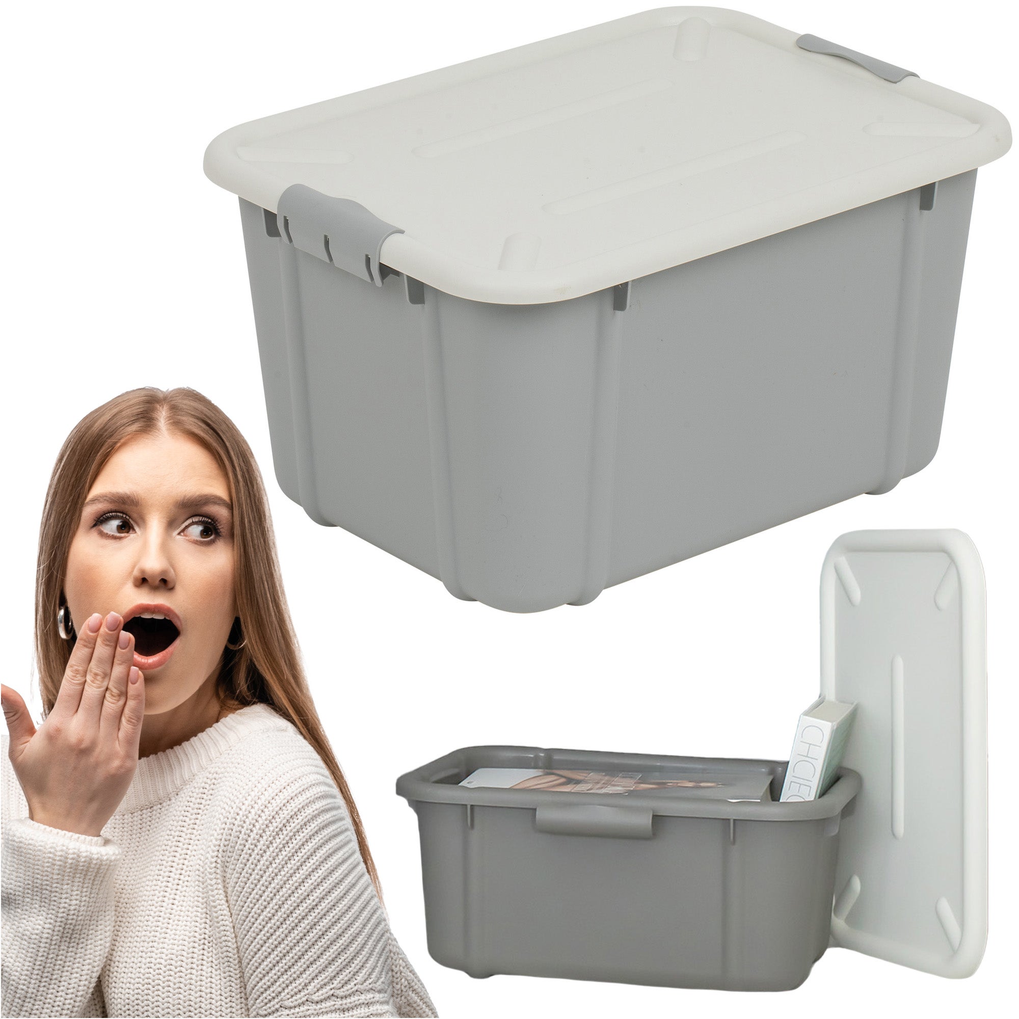 Pojemnik Plastikowy Pudełko 16 L Plastikowe Zamykany Z Pokrywką Pudło Box Do Przechowywania Na Zabawki Biżuterię Ubrania