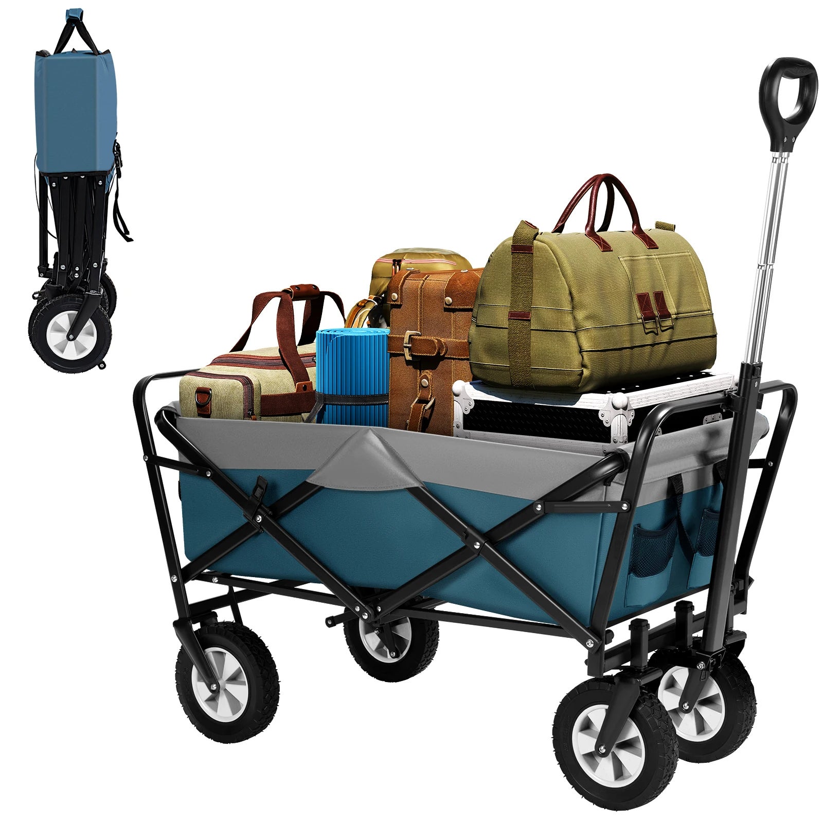 Raffreddatore A Rullo Super 32 Litri – Carrello Piegh. Grigio E Nero Per Picnic E Spiaggia