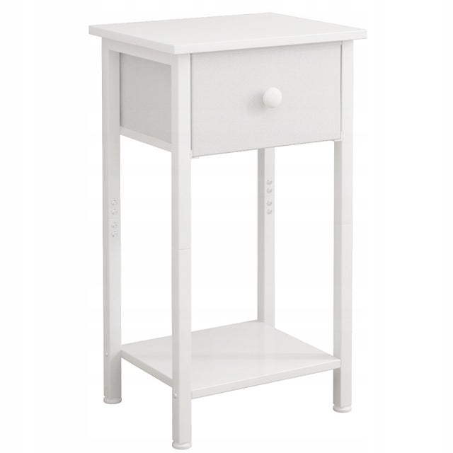 Stolik nocny z szufladą komoda szafka półką biały do sypialni salonu 38 cm
