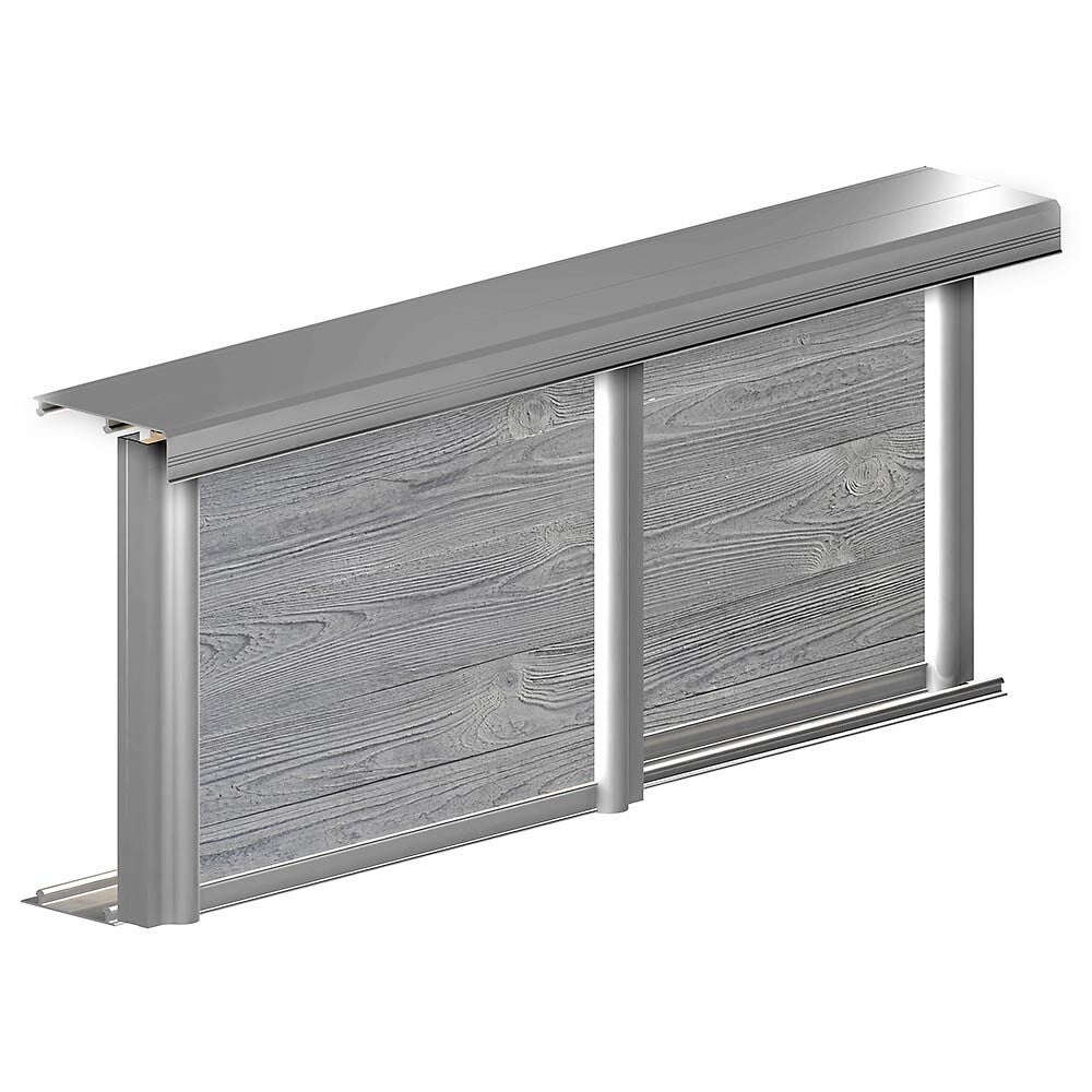 Kit SLID'UP 210 aluminium anodisé naturel pour 2 portes de placard coulissantes 16 mm - rail 1,8 m - 70 kg - 3