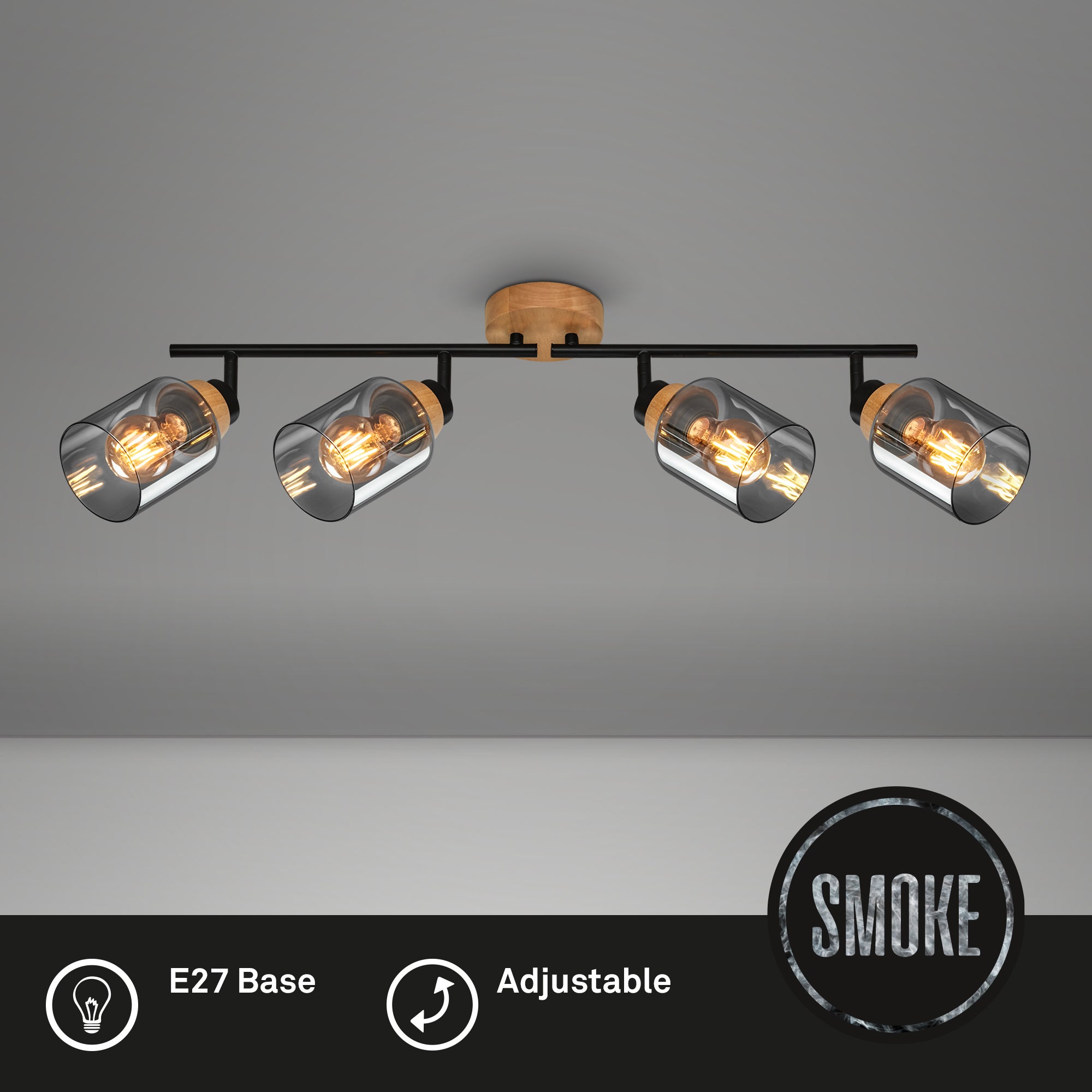 BRILONER - Faretto - HEMA - Orientabile, Attacco E27, Vetro fumè, Sorgente luminosa non inclusa - 2