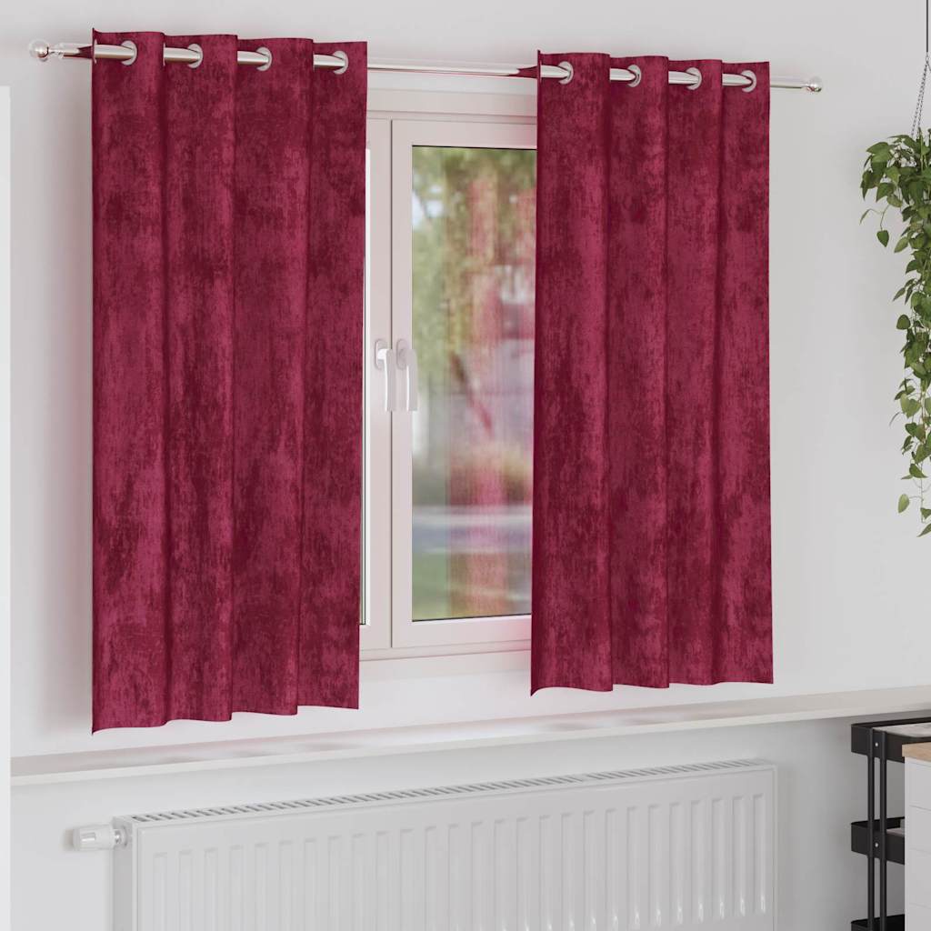 Zasłony z weluru 2 pcs Czerwone wino 175 x 140 cm Aksamit vidaXL