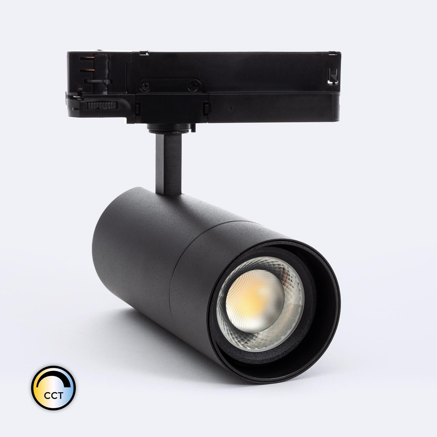 Spot LED sur Rail Triphasé CCT 30W 60° Noir - 3000K/4000K/6500K