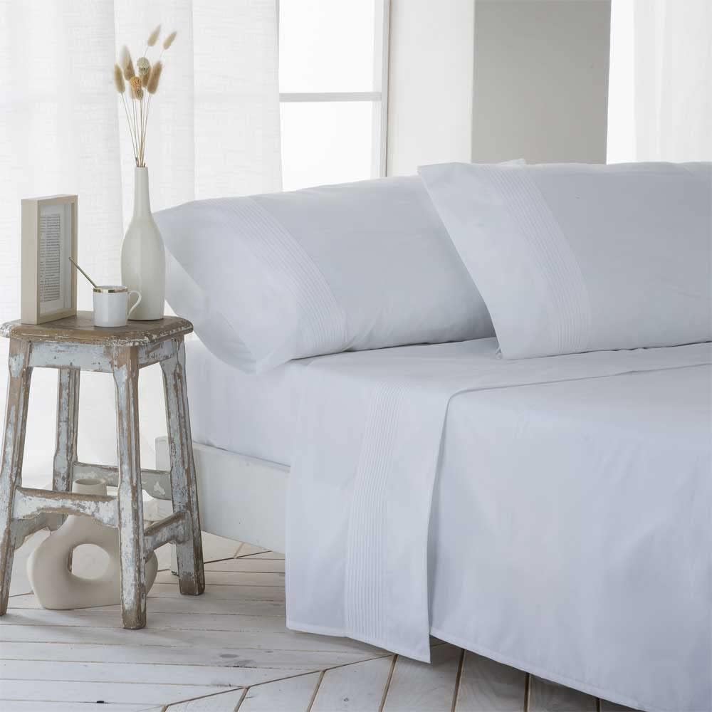 Cotton artean - juego de sabanas gorbea blanco percal algodón blanco 180x260 cama de 105