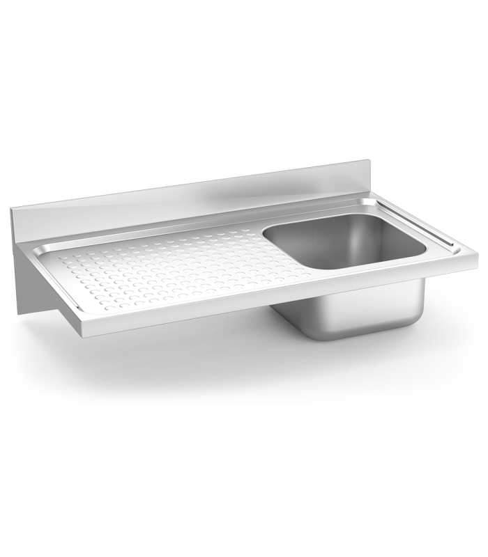Fregadero inox colgante con cartelas serie 550 1 cubeta 1 escurridor izquierda