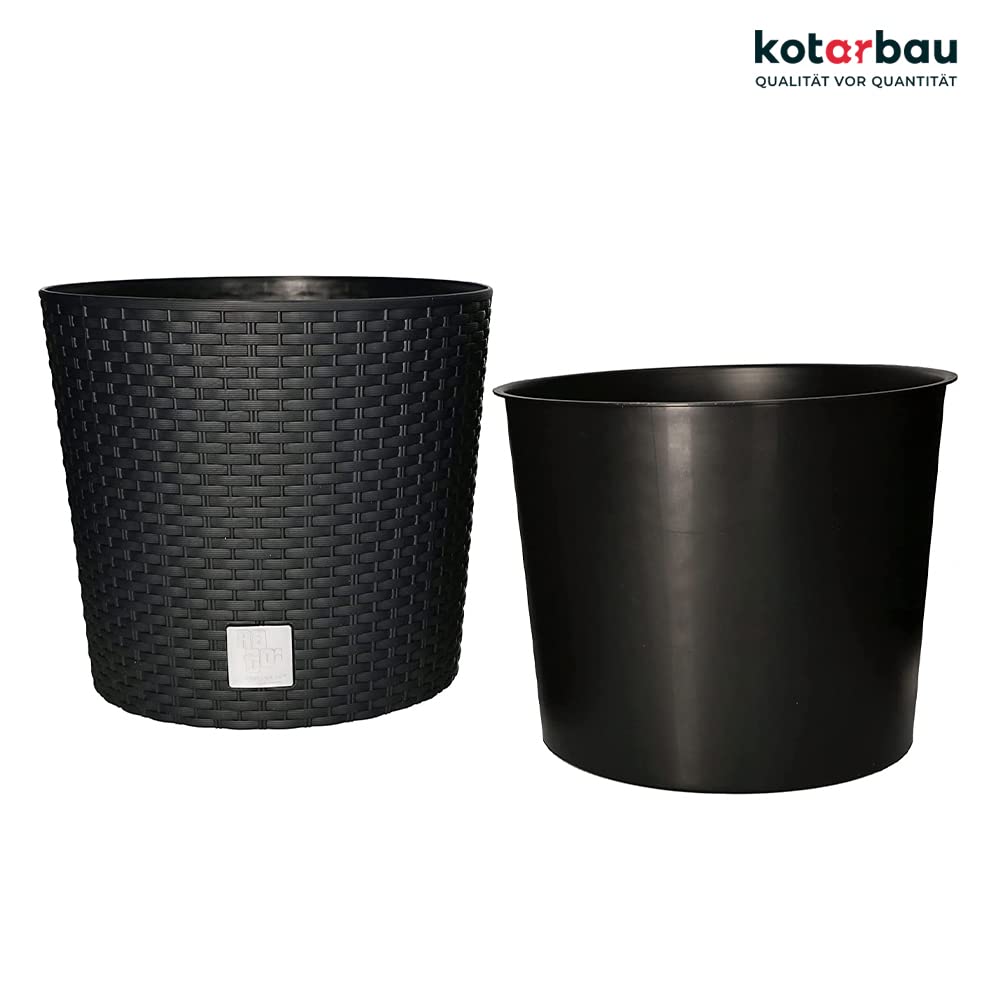 Doniczka rattan osłona donica antracyt 300 + wkład - KOTARBAU - 7