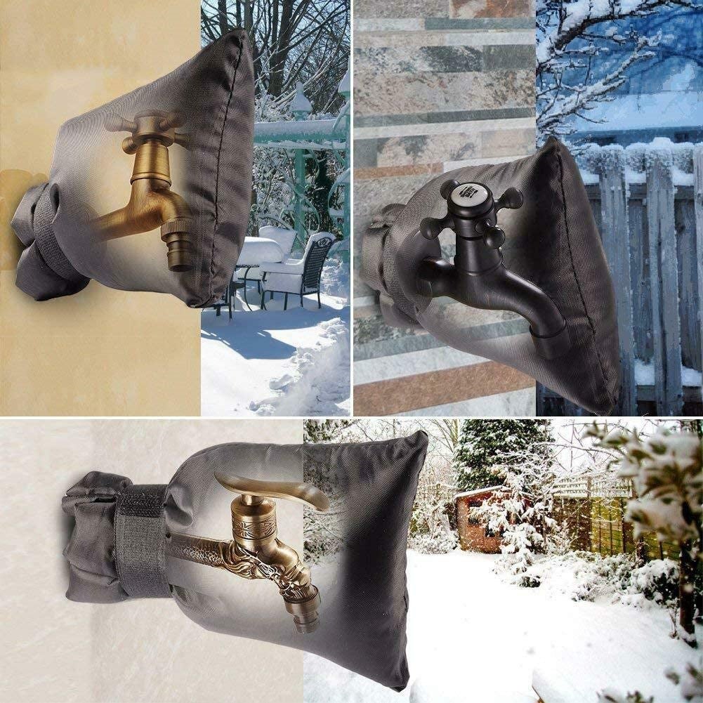 Lot de 2 housses de robinet extérieur, protection thermique anti-gel, noir, hiver, jardin - 5
