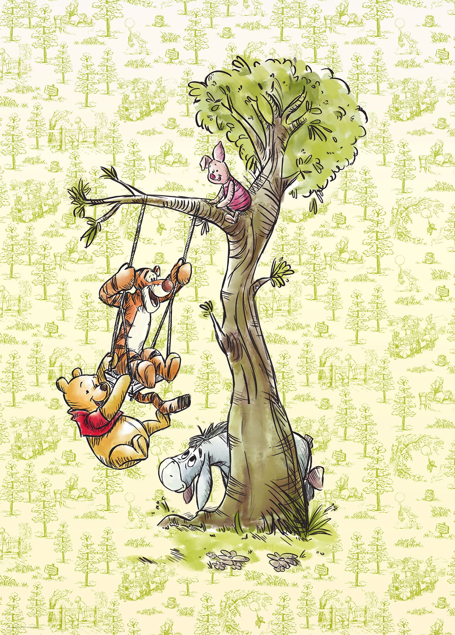 Fotomural winnie the pooh verde - 200 x 280 cm - disney