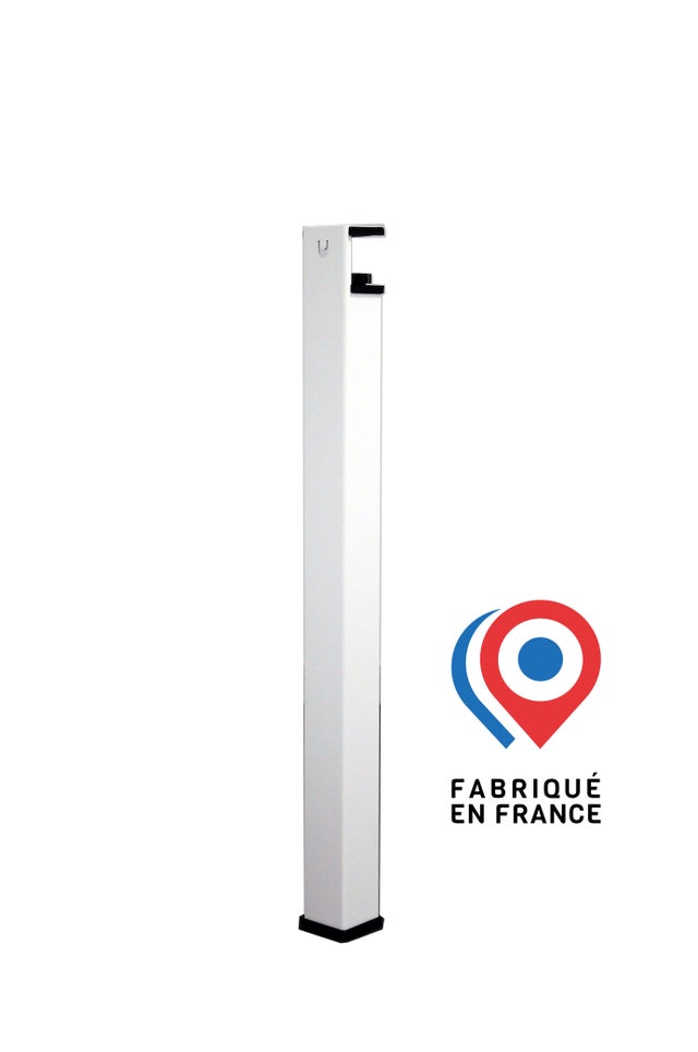Pied de table carré UZY, fixe et modulable, H. 75 cm, acier époxy BLANC, sans vis