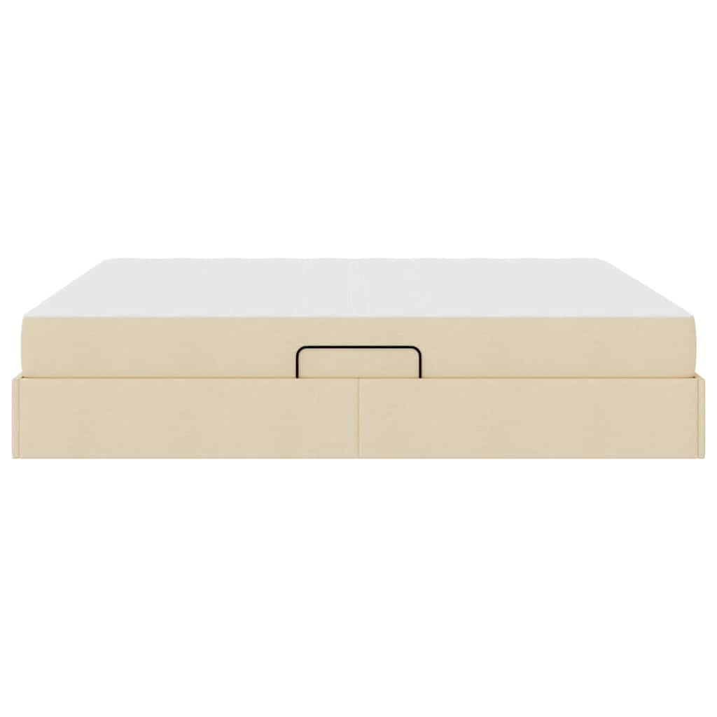 Lit avec rangement et matelas crème 160 x 200 cm polyester - 9