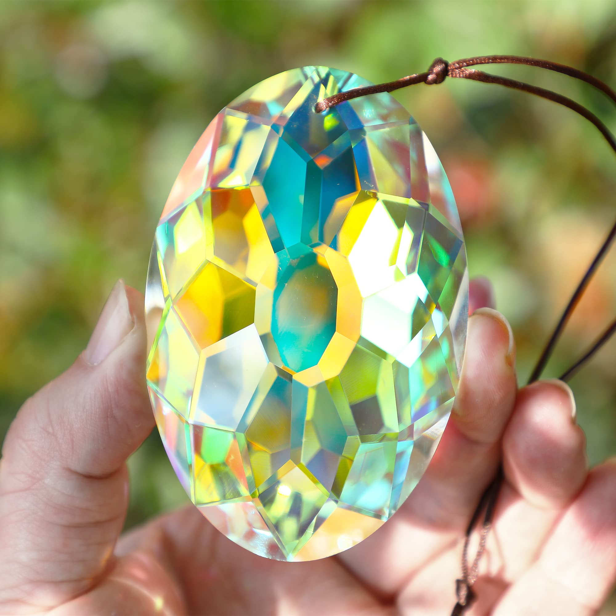 Attrape-soleil à prisme en cristal pour fenêtre suspendue, fabricant d'arc-en-ciel, ornements suspendus en verre pour décoration de jardin 89mm - 8