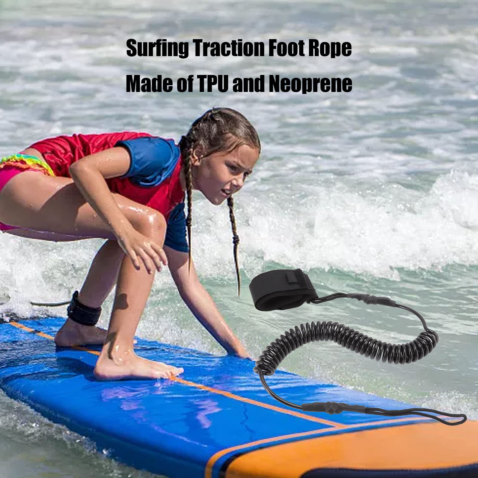 Corda elastica in TPU per il surf, corda per caviglia ad alta resistenza per board, per sport acquatici - 3