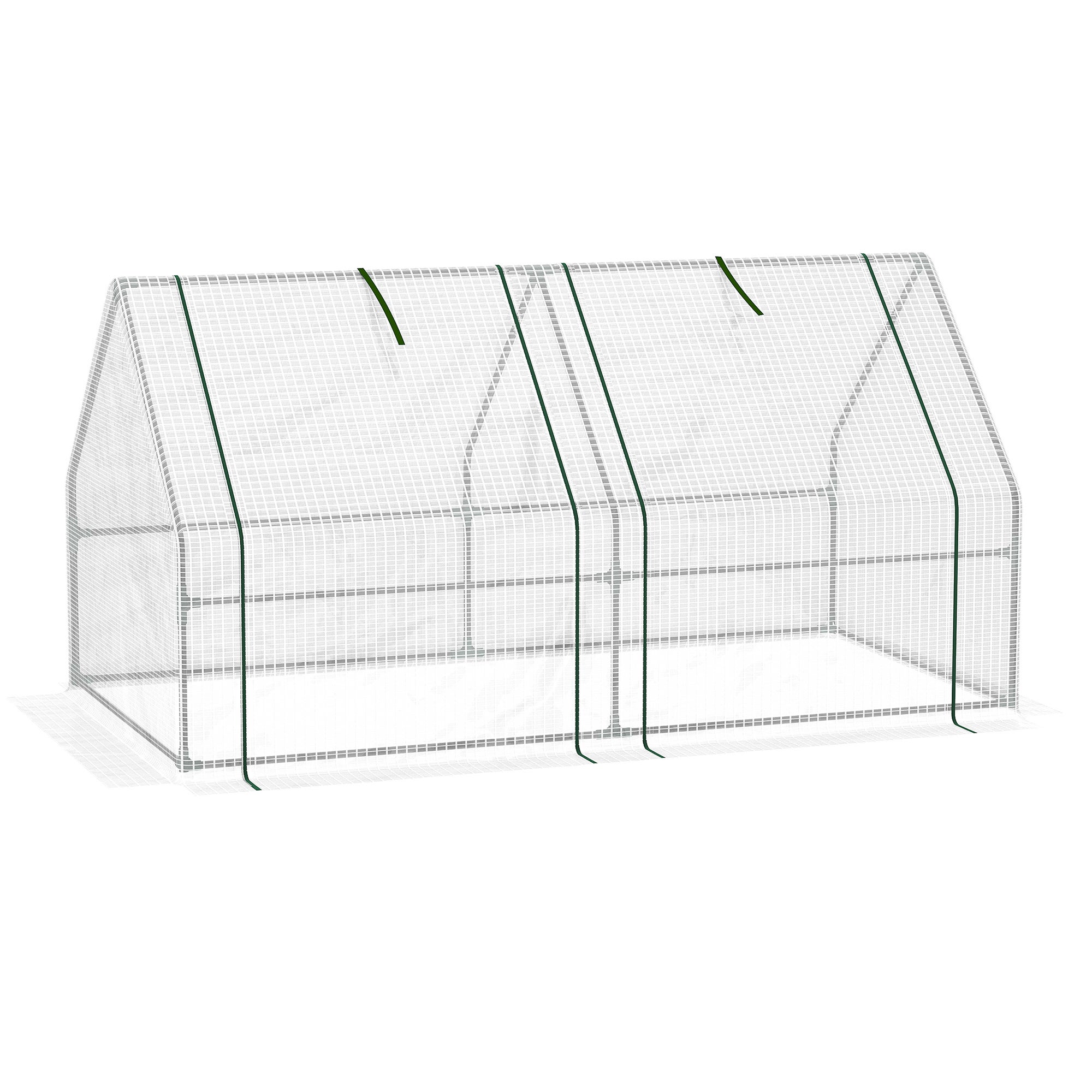 Mini Serre de Jardin mini serre tunnel 180L x 90l x 90H cm toit pointu Acier PE Haute densité 140 g/m² Anti-UV 2 fenêtres avec Zip enroulables Blanc - 2