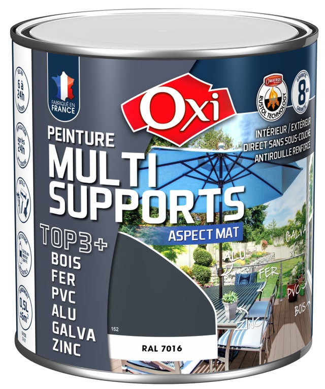 Solution intérieure/extérieure Owatrol PEINTURE MULTI SUPPORTS MAT Gris Anthracite RAL 7016 Aérosol 250 ml