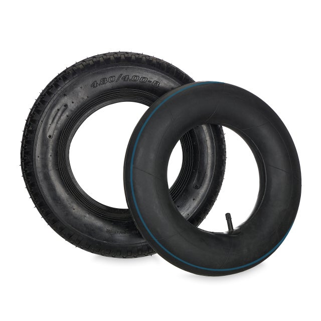 Lot De 2 Pneus 4.80/4.00-8 Avec Tuyau Flexible Pour Brouette, Diable, Sac à Roulettes - Neufs
