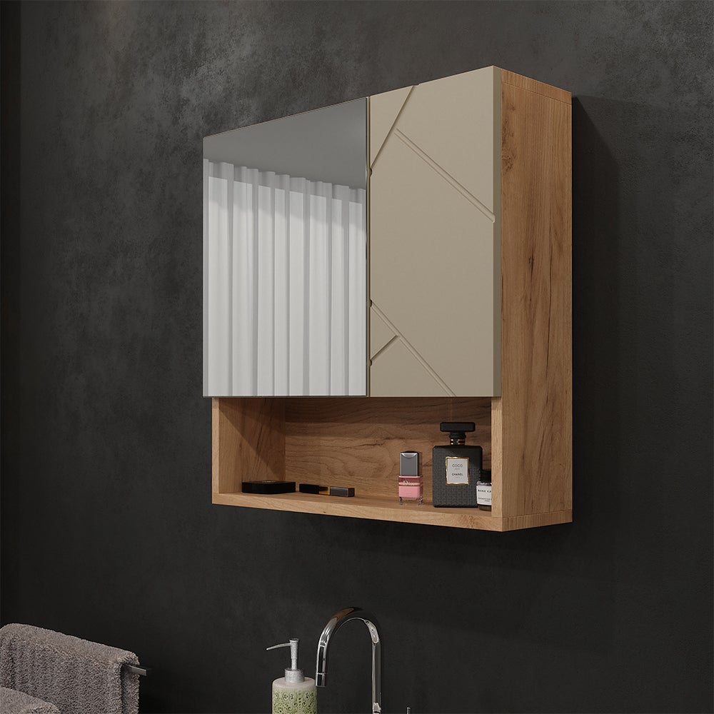 Vicco Szafka z lustrem w łazience Irma, Złoty dąb energetyczny, 54 x 55 cm - 3