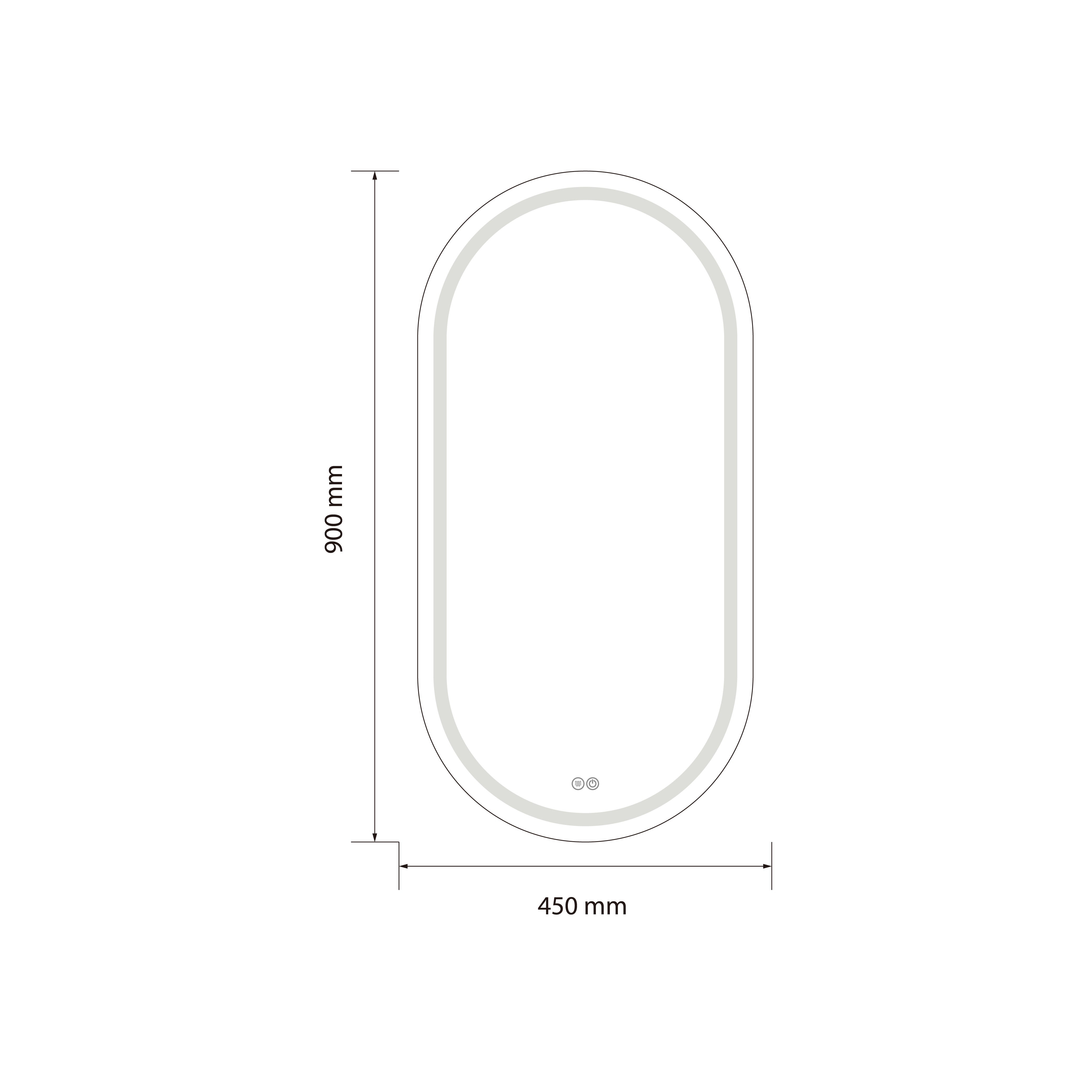 Miroir salle de bain LED ovale 45x90cm anti buée et LED 3 couleurs - 7