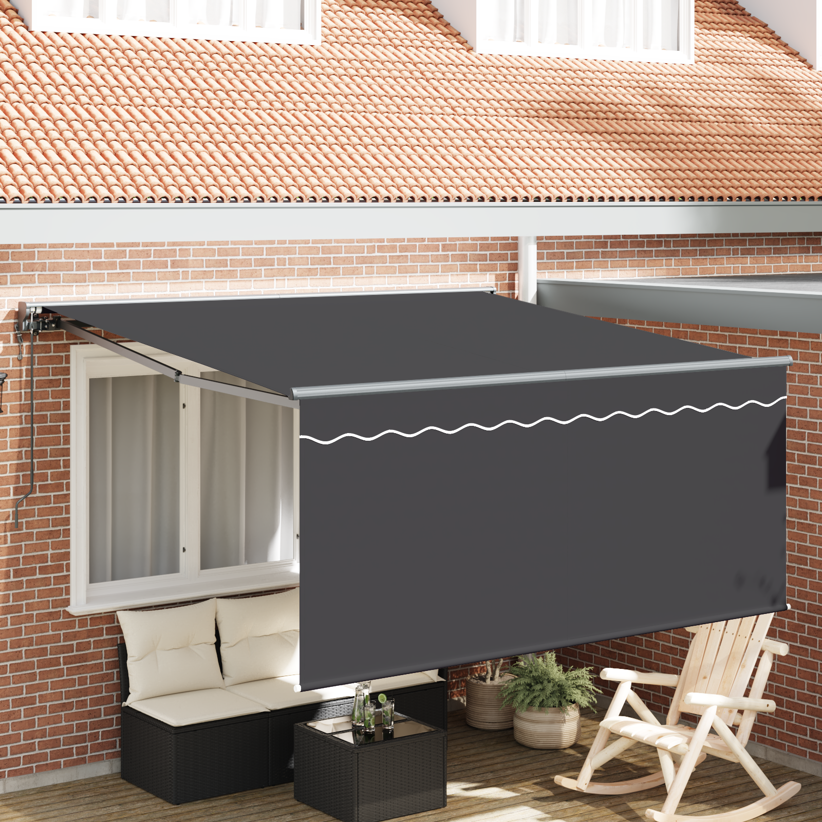 Markiza zwijana Antracyt 350 x 250 cm Poliester i aluminium vidaXL